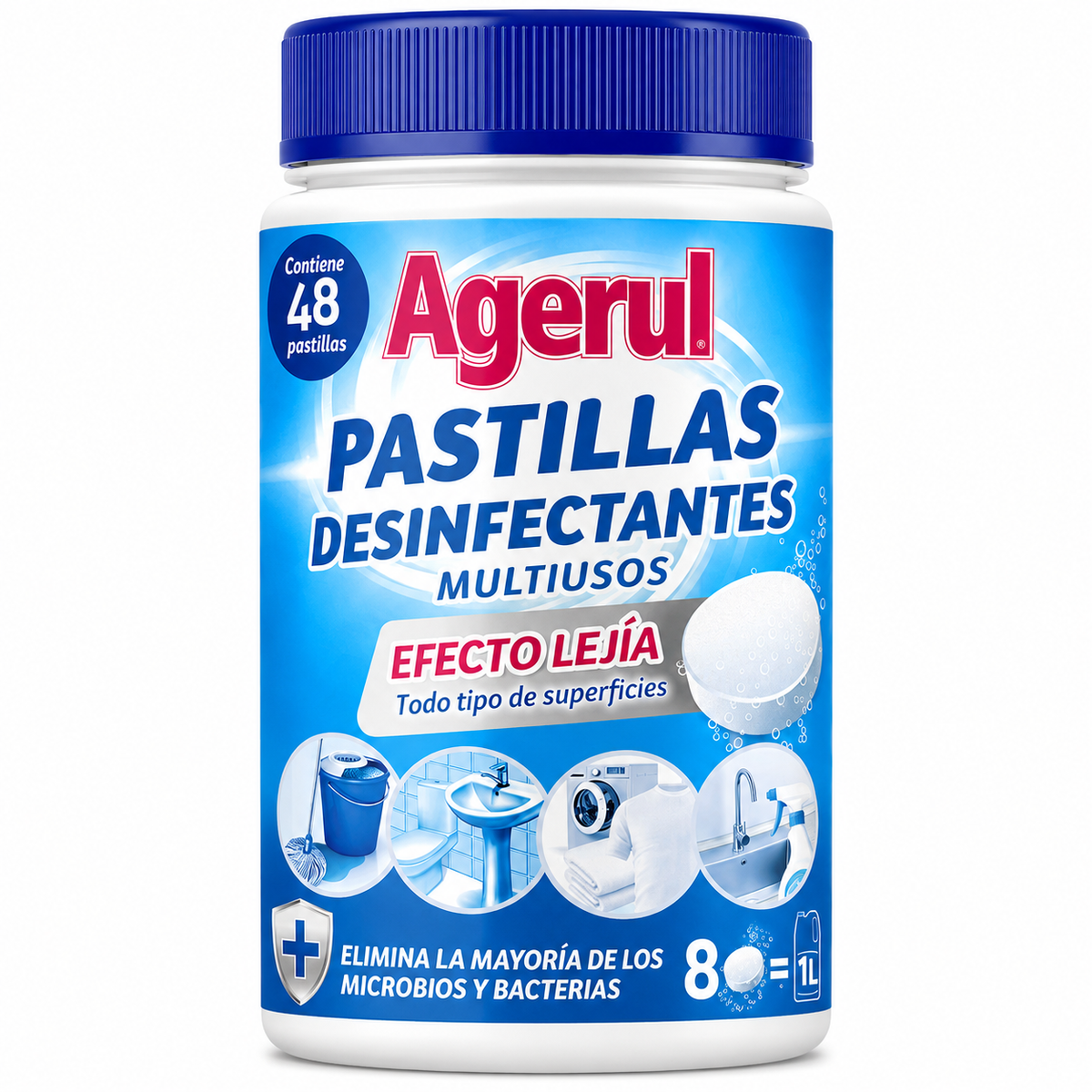 AGERUL PASTILLAS DESINFECTANTES MULTIUSO EFE.LEJIA 48 PASTILLAS 160GR