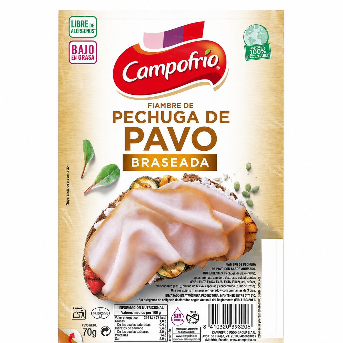 CAMPOFRIO PECHUGA PAVO BRAS. 70GR