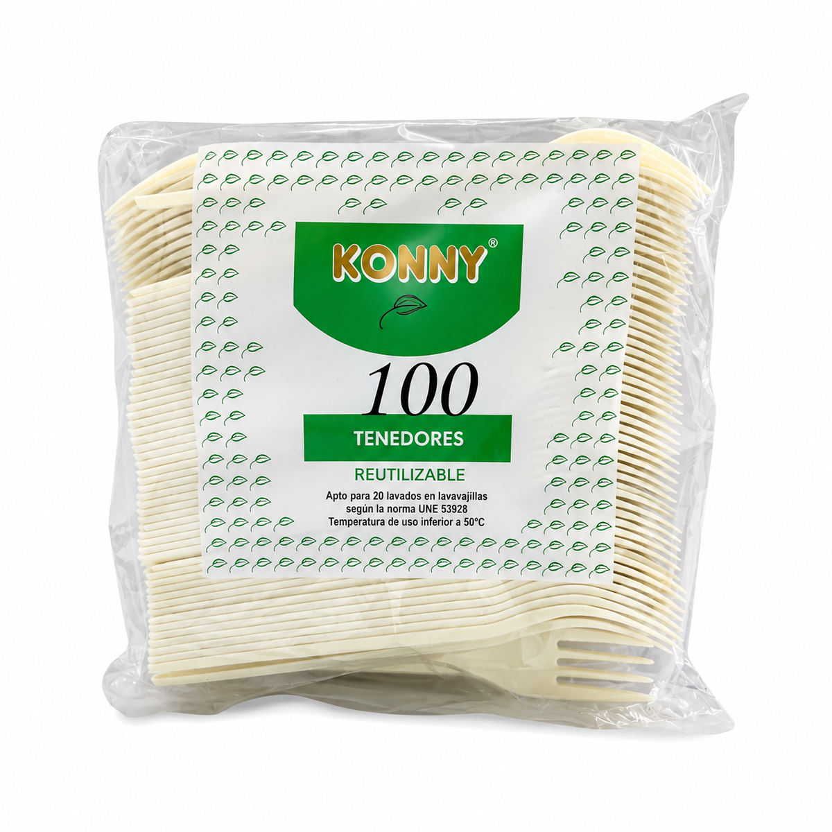 KONNY TENEDOR PLASTICO REUTILIZABLE 100U