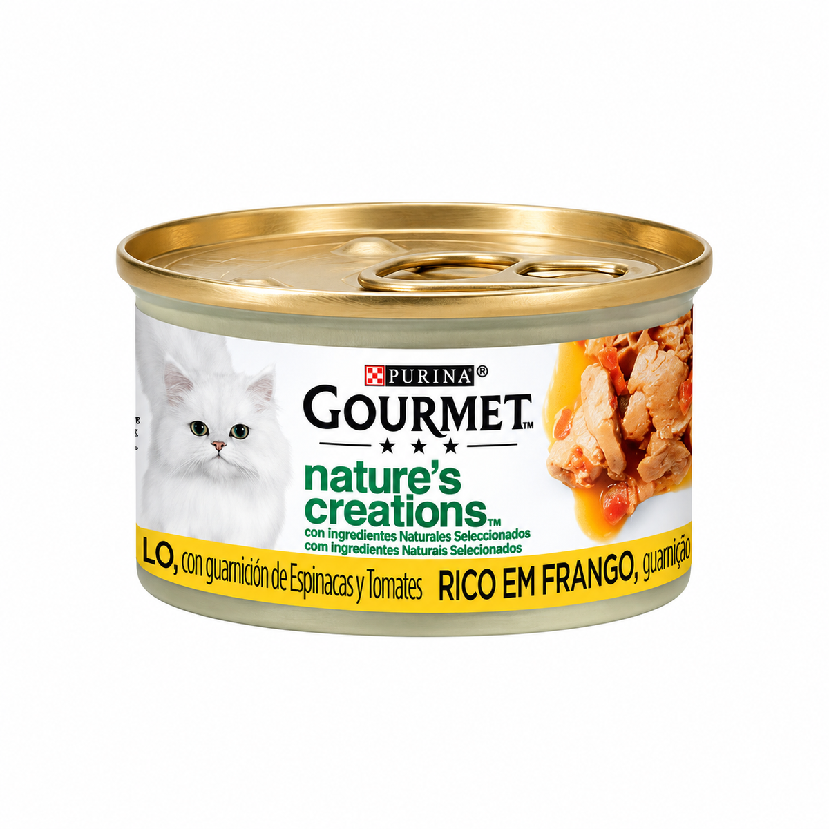 GOURMET NATURE CREATIONS POLLO ESPINACAS Y TOM.LATA 85GR