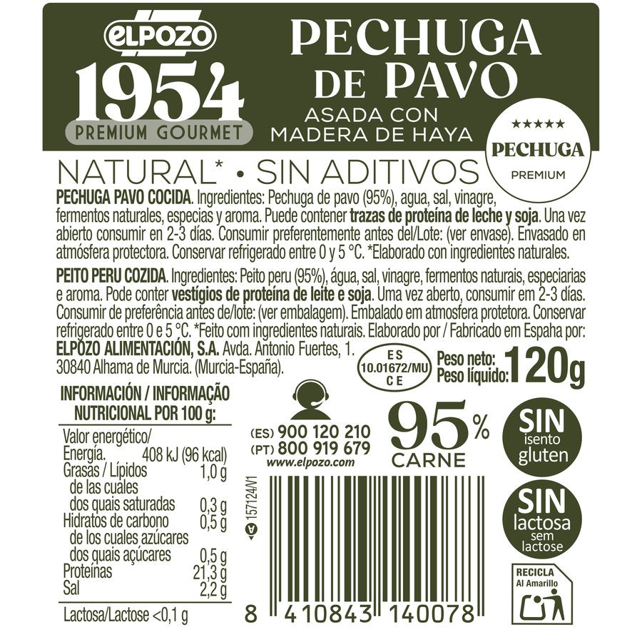 ELPOZO PECHUGA PAVO 1954 NATURAL LONCHAS 120GR