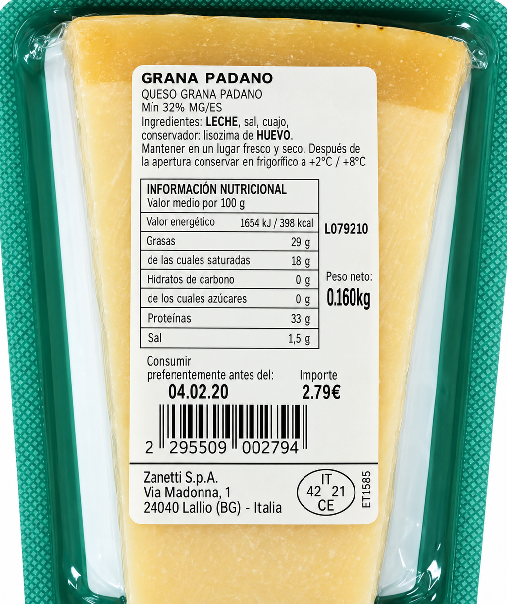 ZANETTI QUESO GRANA PADANO PORCION 200GR