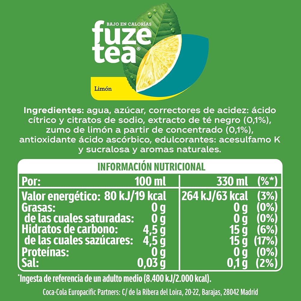 FUZE TEA SABOR LIMON LATA 33CL