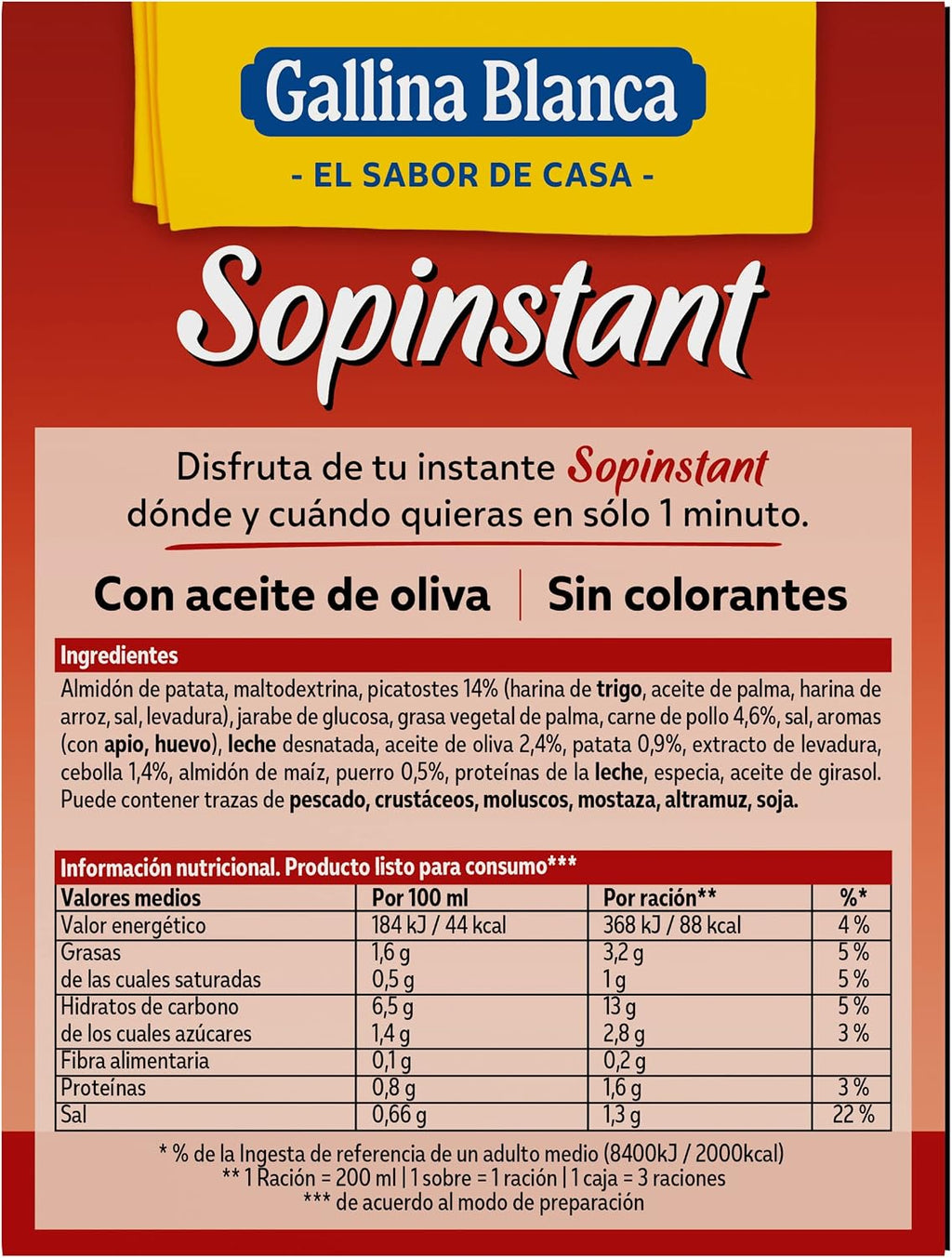 GALLINA BLANCA SOPINSTANT CREMA DE POLLO 63 GRS.