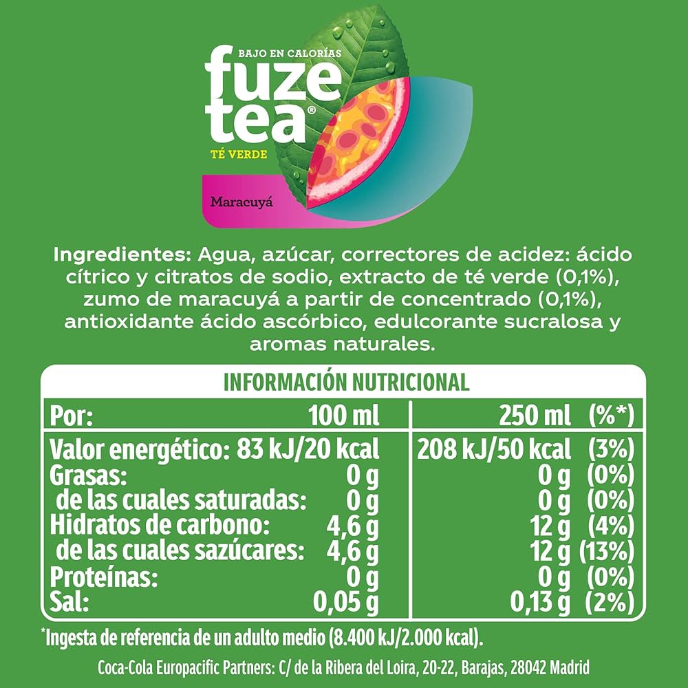 FUZE TEA SABOR TE VERDE MARACUYA 33 CL