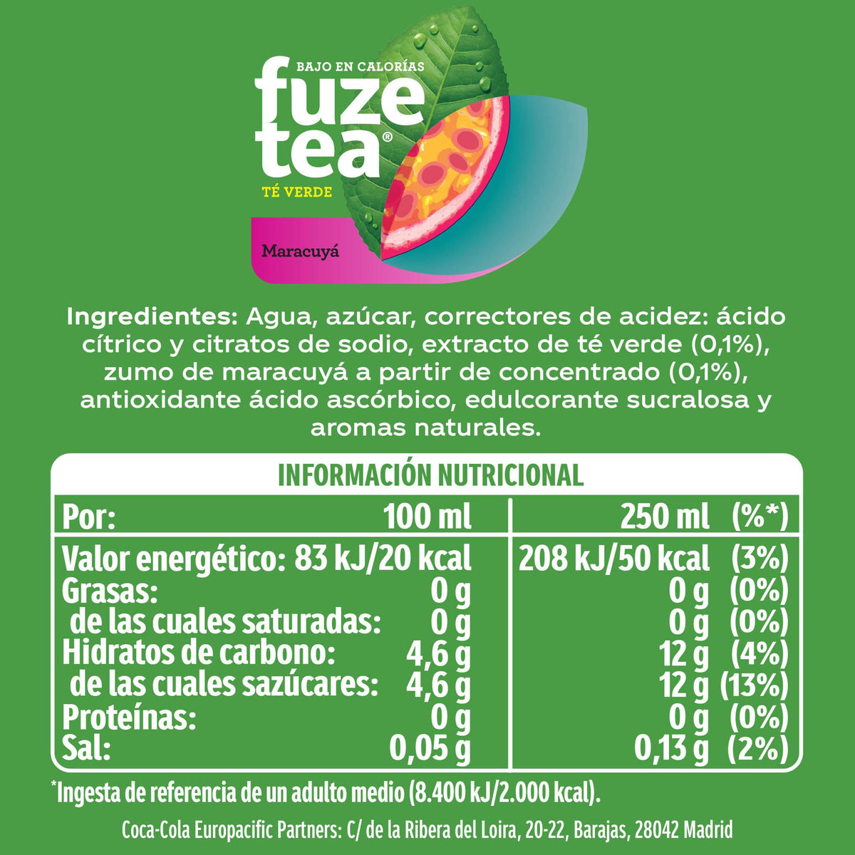 FUZE TEA SABOR MARACUYA BOTELLA 1,5L
