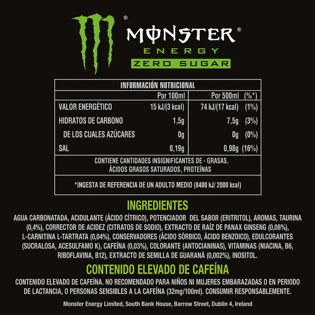MONSTER ENERGY GREEN ZERO 500ML