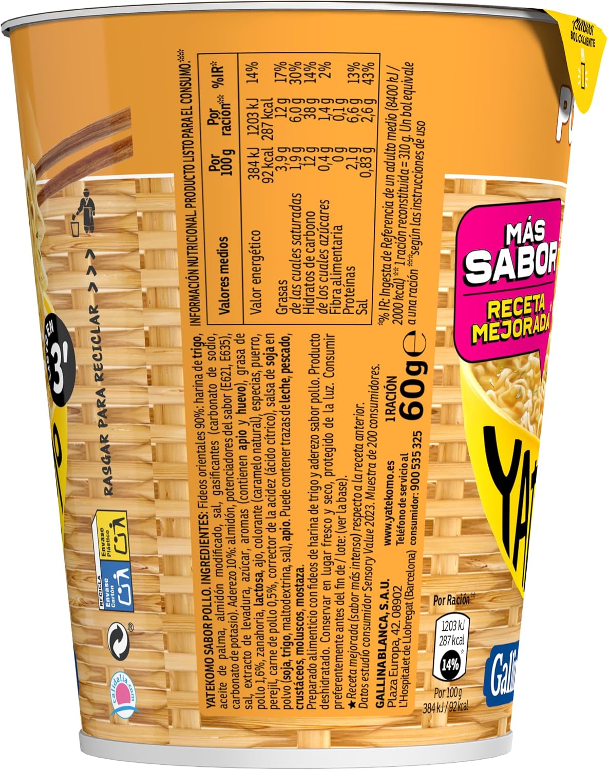YATEKOMO GALLINA BLANCA POLLO VASO 61G