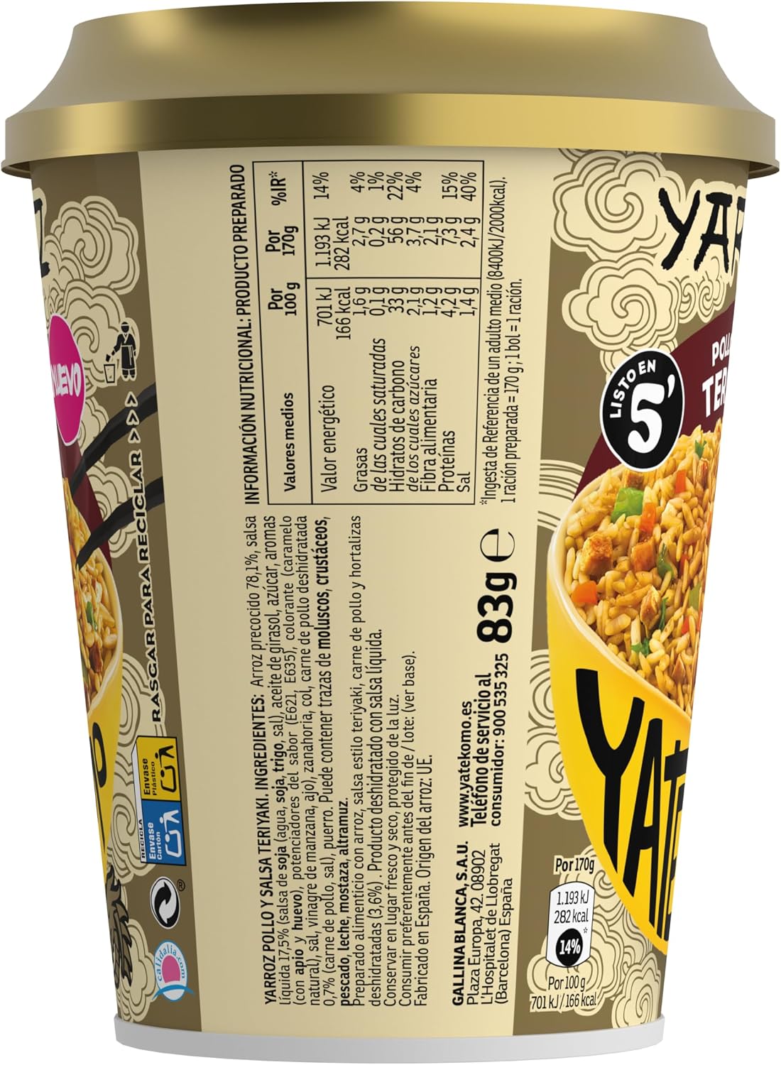 YATEKOMO YARROZ POLLO TERIYAKI VASO 84G