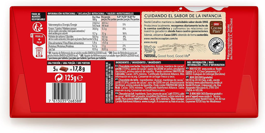 NESTLE CHOCOLATE CON LECHE EXTRAFINO 270GR