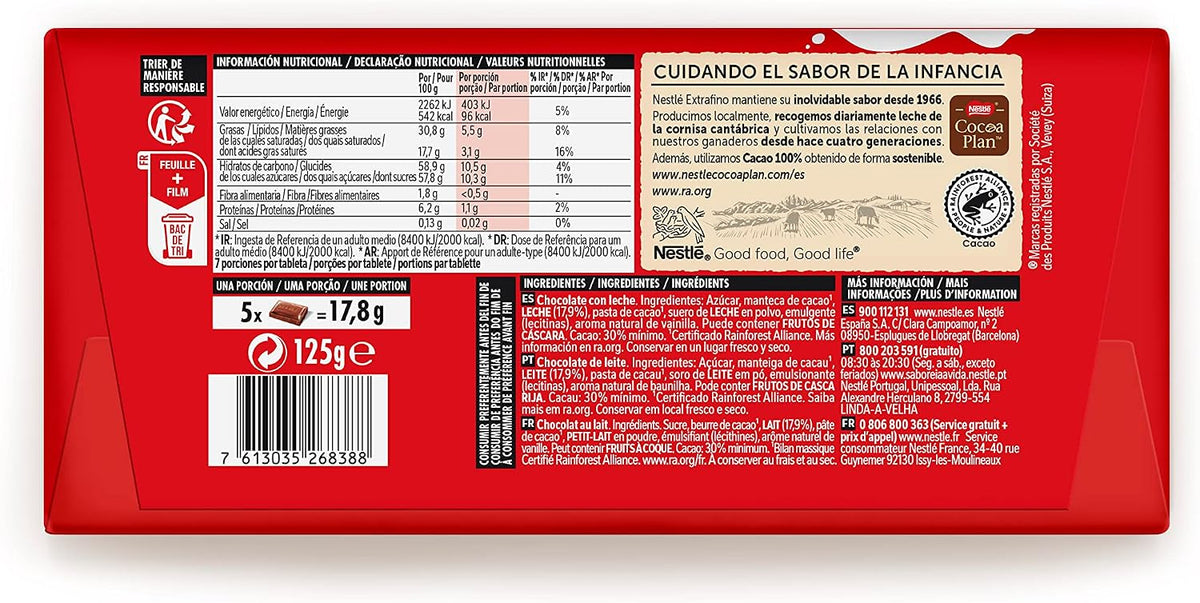 NESTLE CHOCOLATE CON LECHE EXTRAFINO 270GR