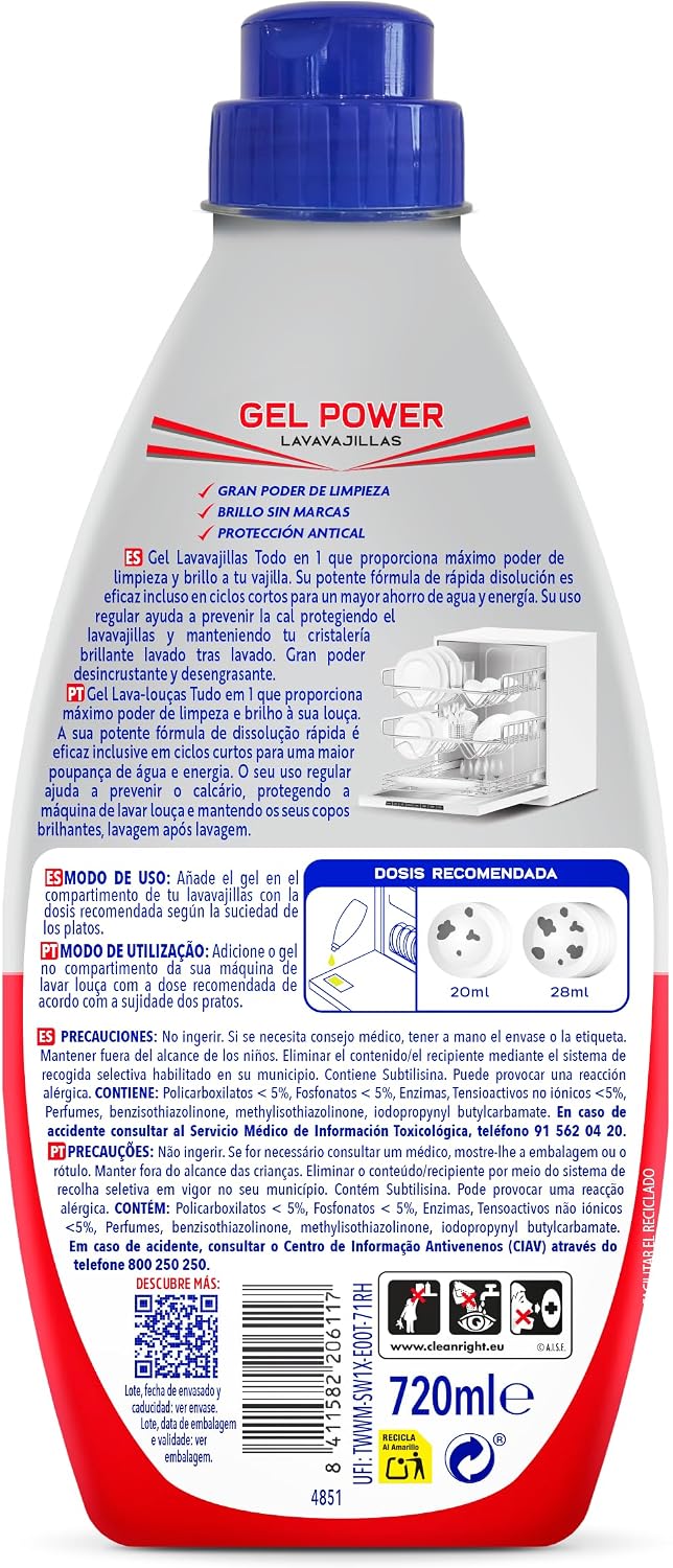 ASEVI GEL POWER LAVAVAJILLAS TODO EN 1 720ML
