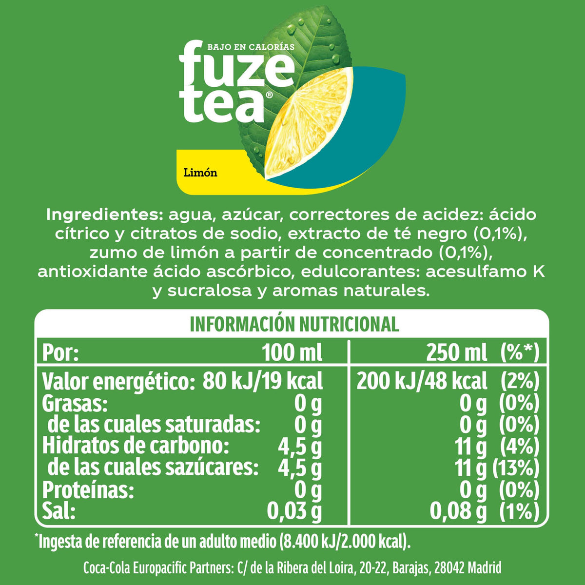 FUZE TEA SABOR LIMON BOTELLA 1,5L