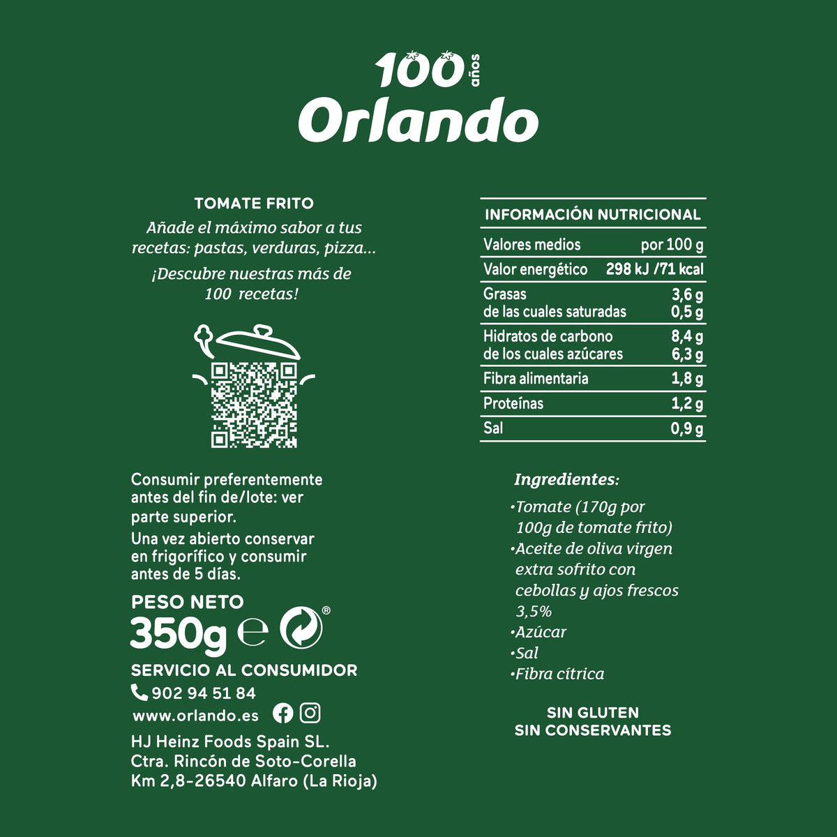 ORLANDO TOMATE FRITO C/ ACEITE DE OLIVA BRIK 350GR
