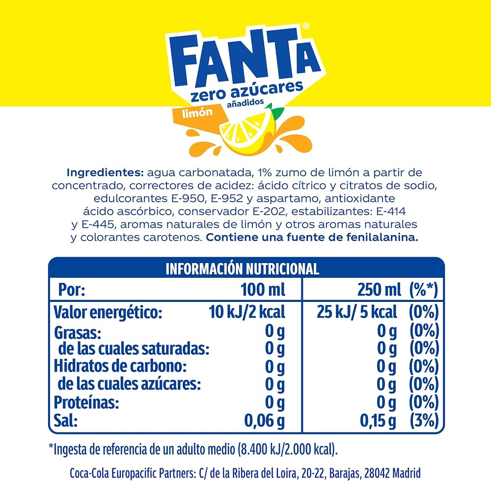 FANTA ZERO LIMON BOTELLA 2 L.