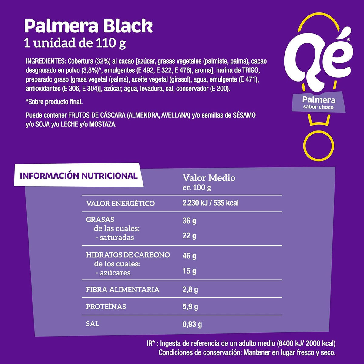 BIMBO PALMERA BLACK GIG. QÉ 103 GRS.