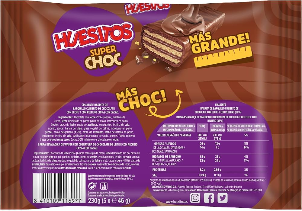VALOR HUESITOS SUPER CHOC PACK 5 X 46GR