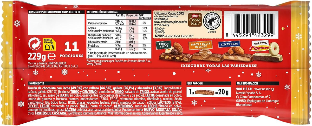 NESTLE EXTRAFINO TURRON DINOSAURUS 231GR