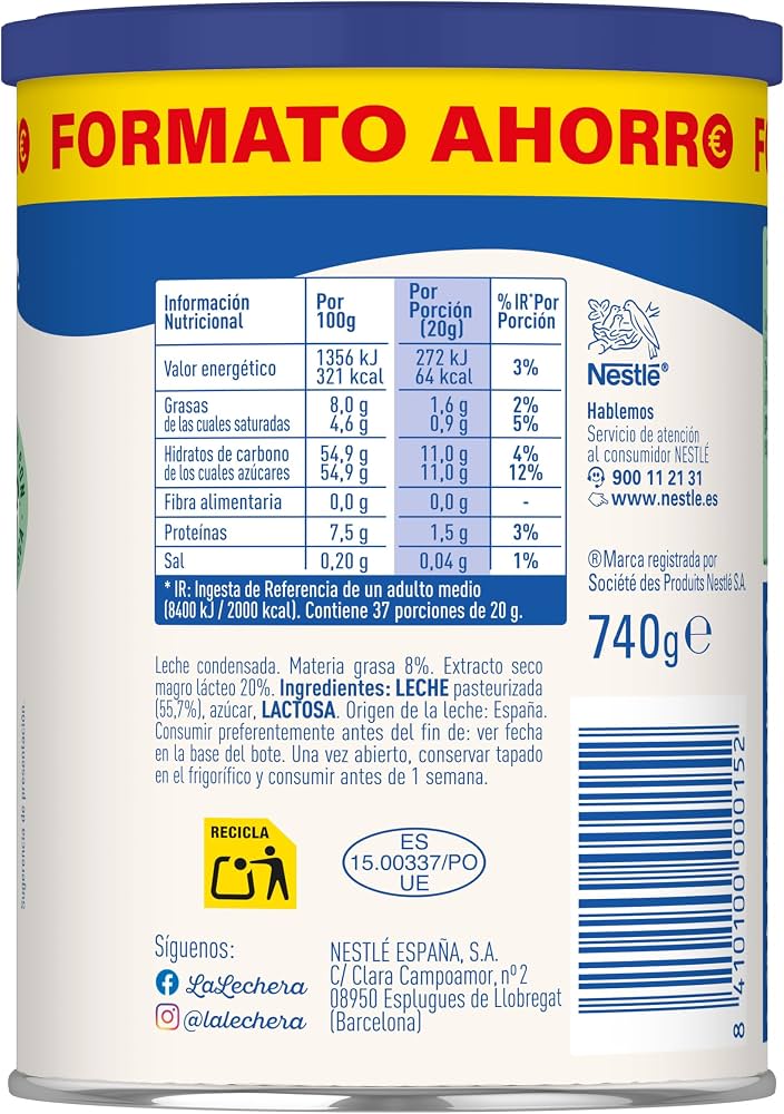 LECHE CONDENSADA LA LECHERA 740 GR Ç