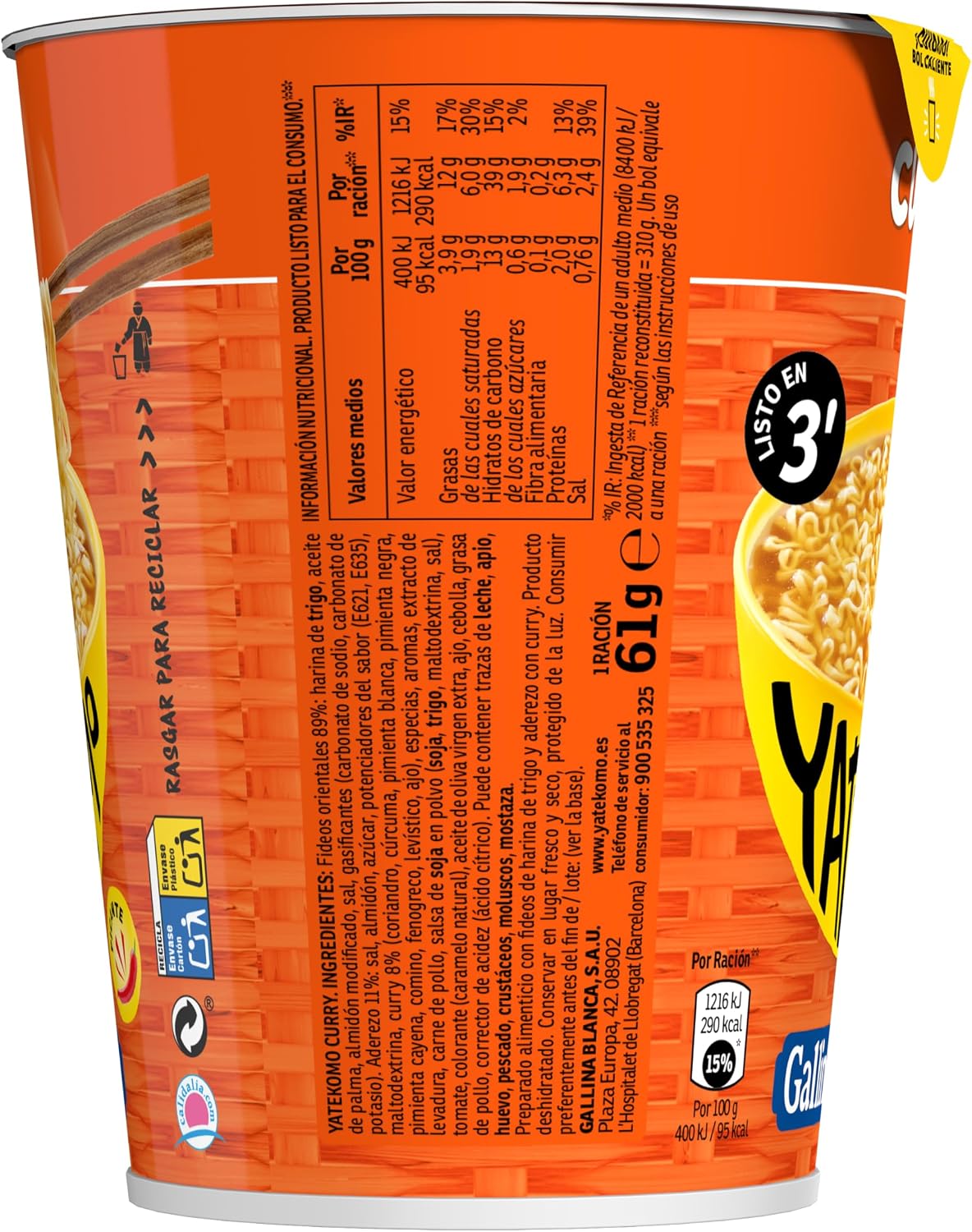 YATEKOMO GALLINA BLANCA ORIENTAL/CURRY VASO 61G