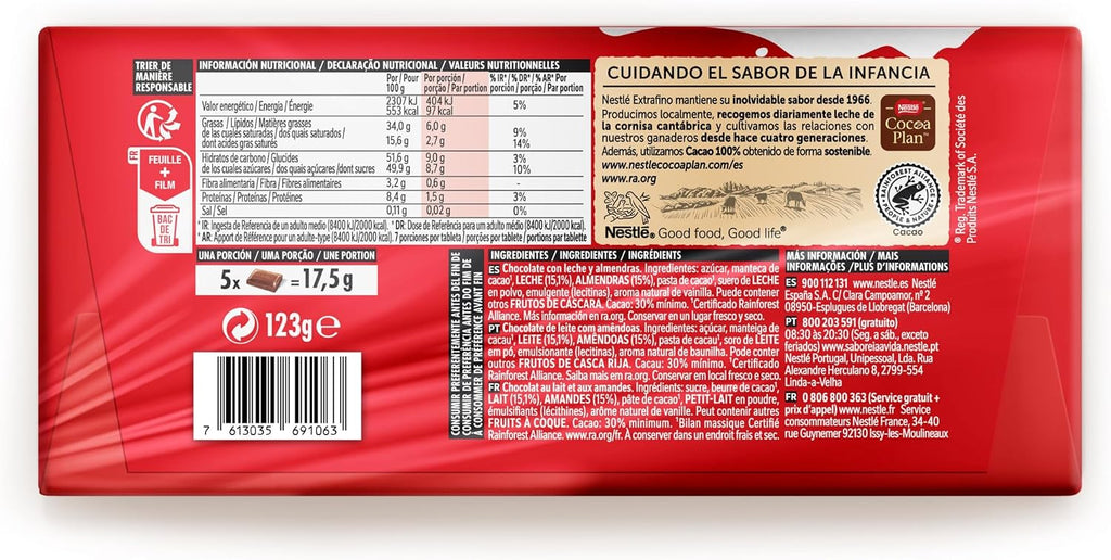 NESTLE CHOCOLATE EXTRAFINO ALMENDRAS PACK-3
