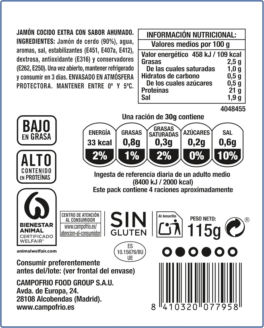CAMPOFRIO JAMON COCIDO FINISSIMAS MAXI PACK 180GR