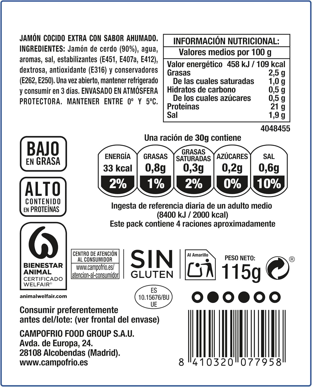 CAMPOFRIO JAMON COCIDO FINISSIMAS MAXI PACK 180GR