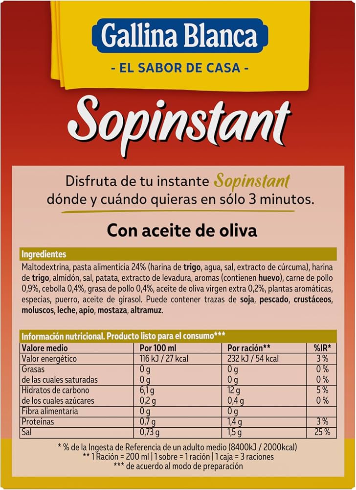 GALLINA BLANCA SOPINSTANT SOPA POLLO PASTA 42 GR.