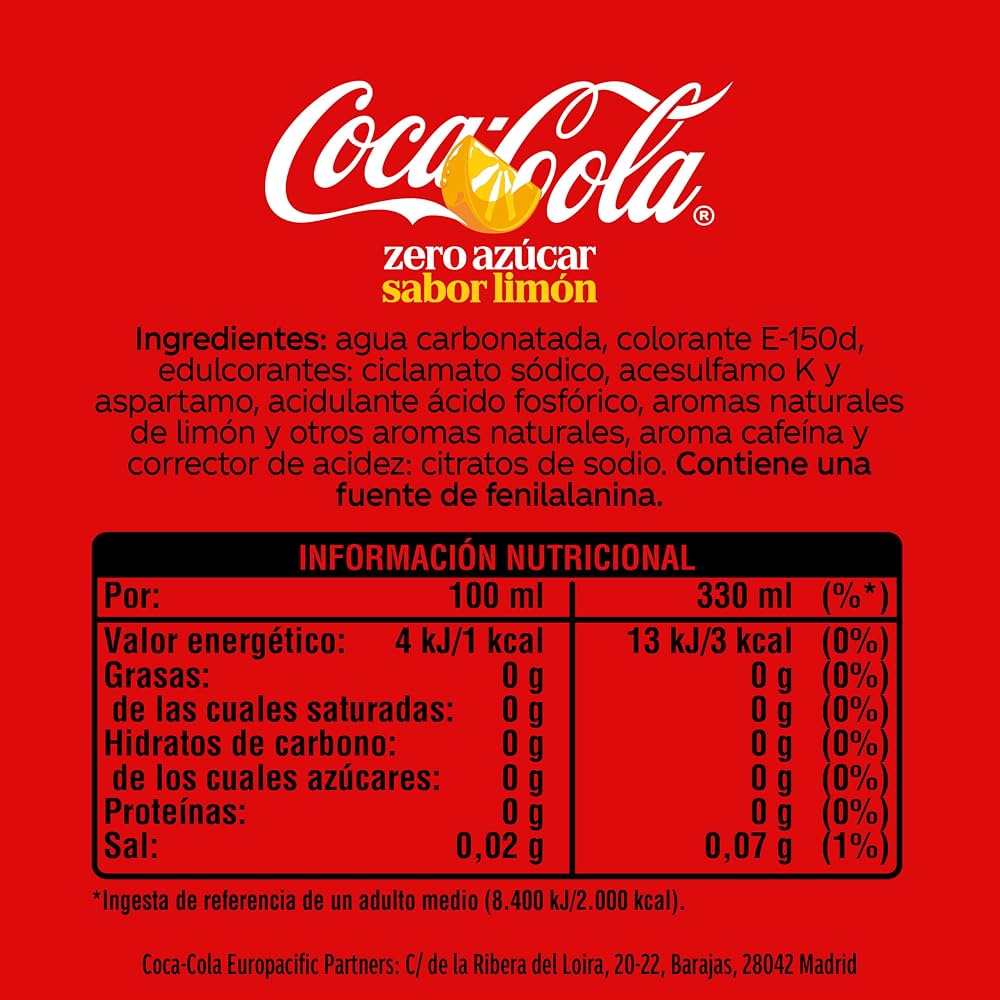 COCA COLA ZERO LIMON 33 CL