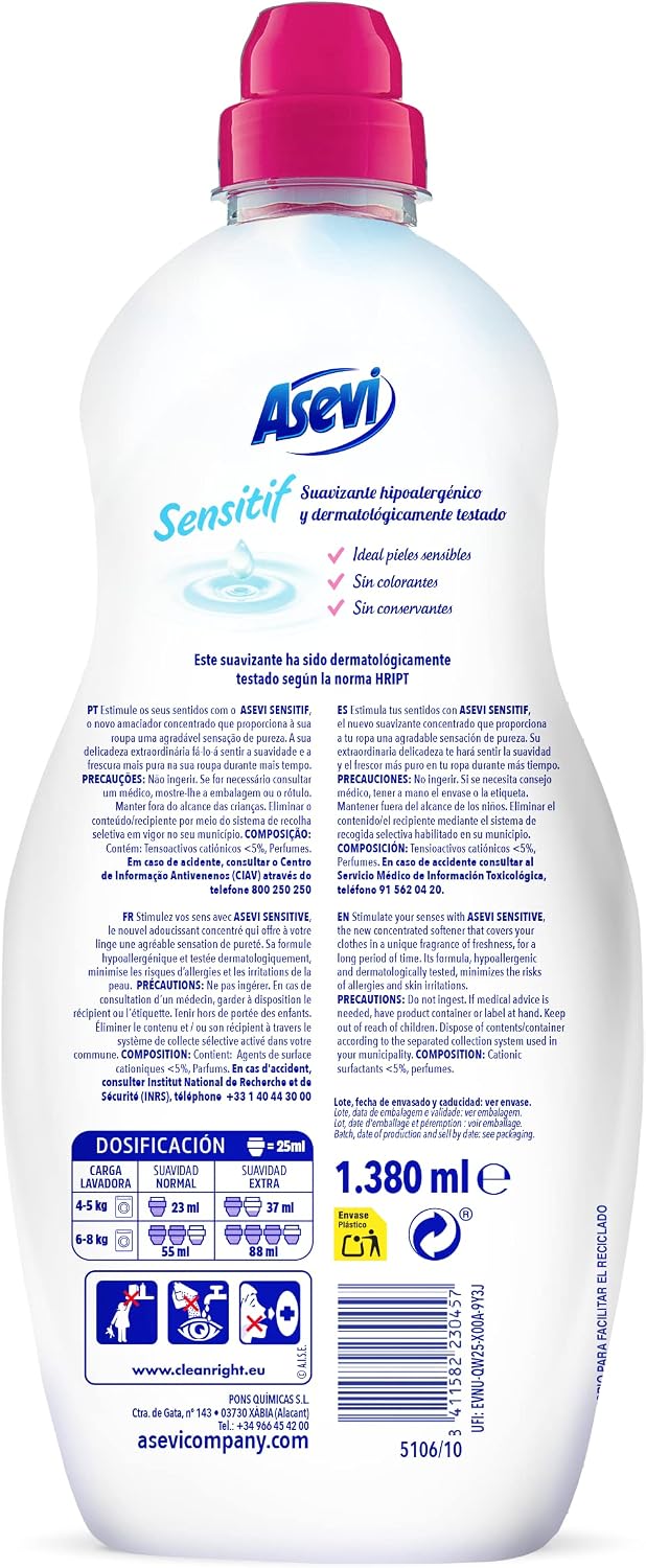 Asevi Suavizante Concen.sensitif 65 Lavados 1.495 L