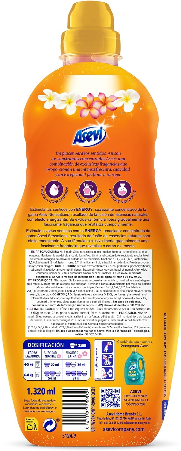 Asevi Suavizante Conc. Sensations Energy 60lav 1,44l
