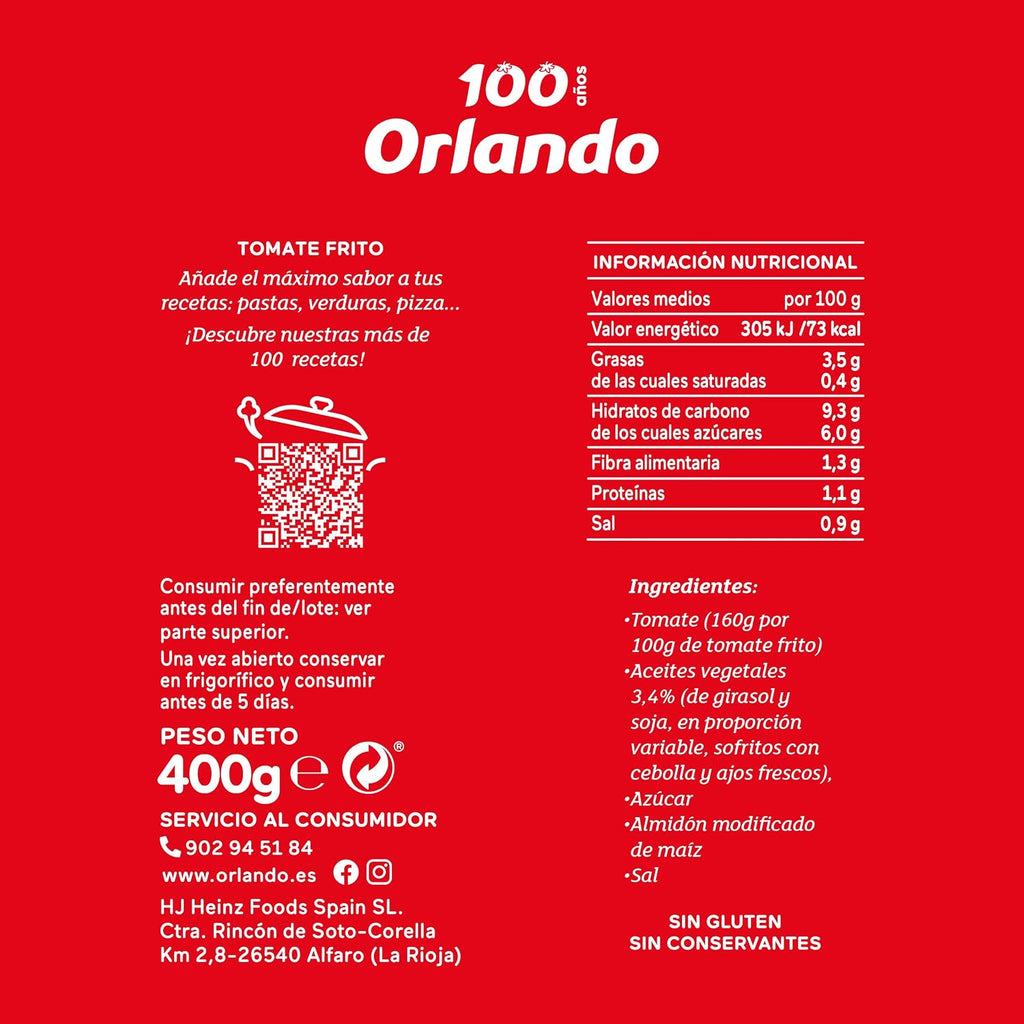 ORLANDO TOMATE FRITO LATA 400 GRS.