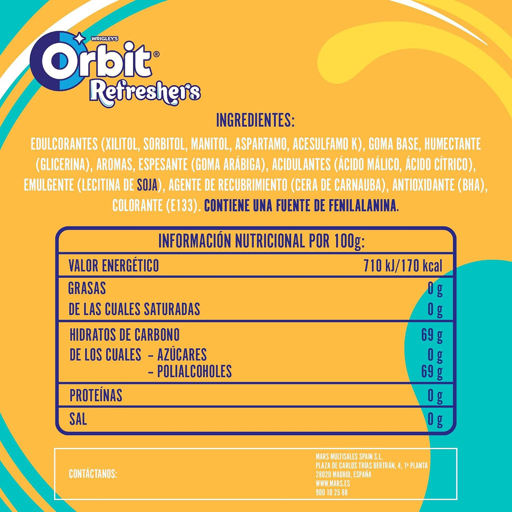 ORBIT REFRESHERS TROPICAL BOTE 30UNDS 67GR