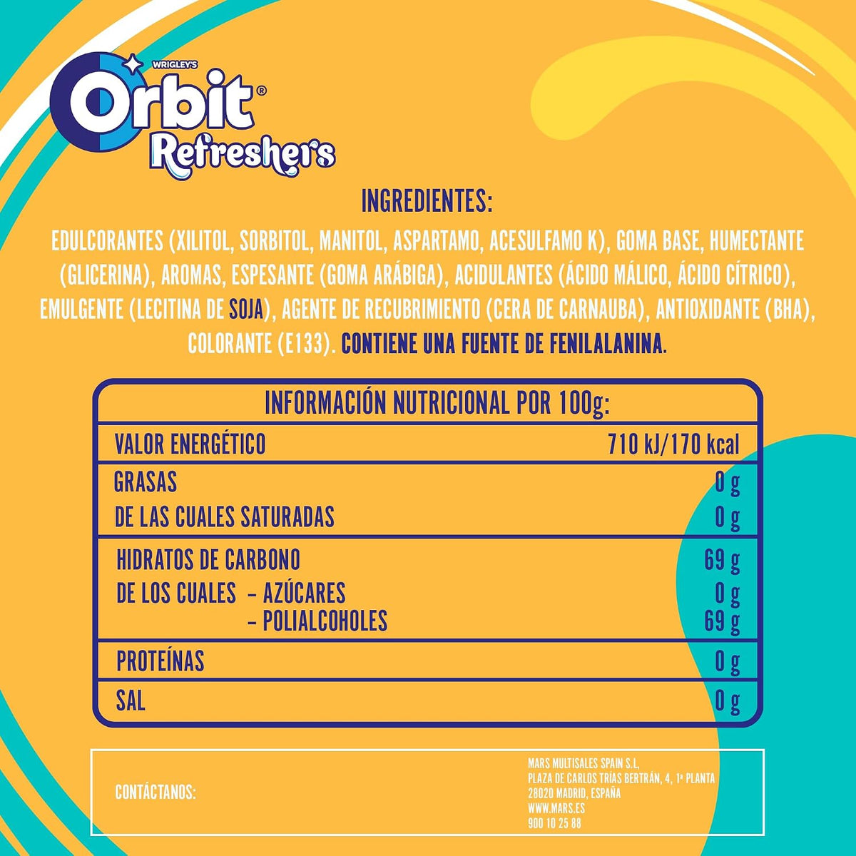ORBIT REFRESHERS TROPICAL BOTE 30UNDS 67GR