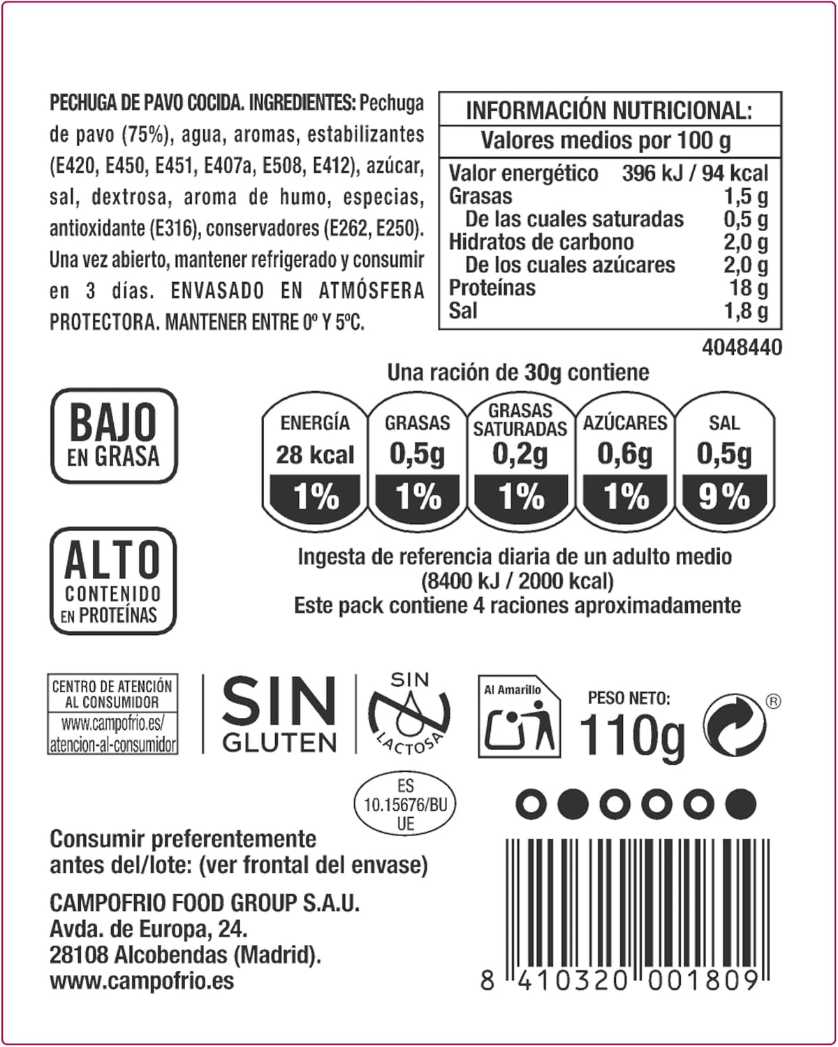CAMPOFRIO PAVO FINISIMAS 115 GR