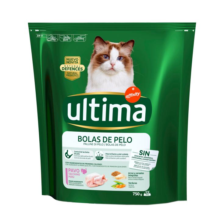 ULTIMA GATO ADULTO BOLAS DE PELO PAVO 750GR