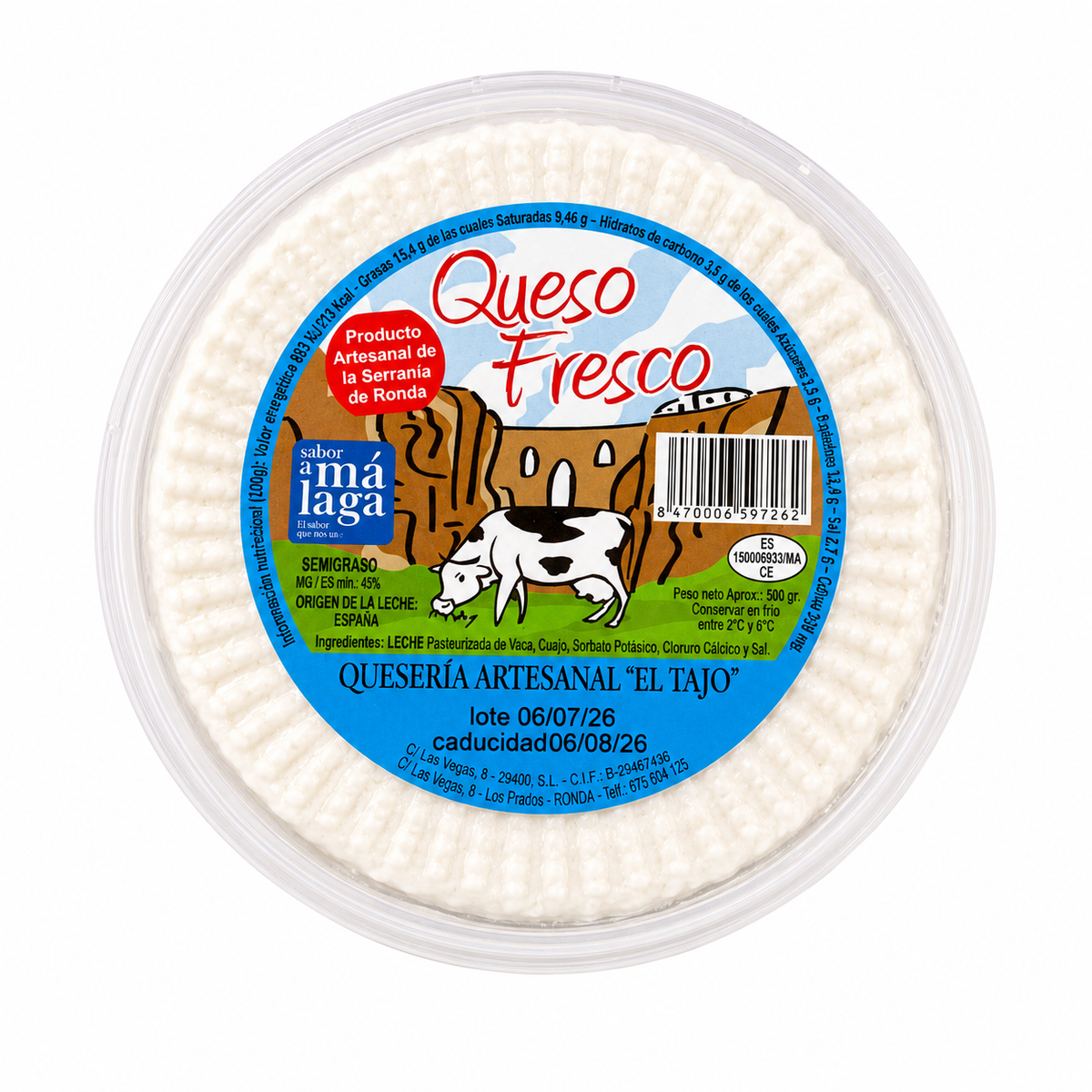 EL TAJO QUESO FRESCO 500GR APROX