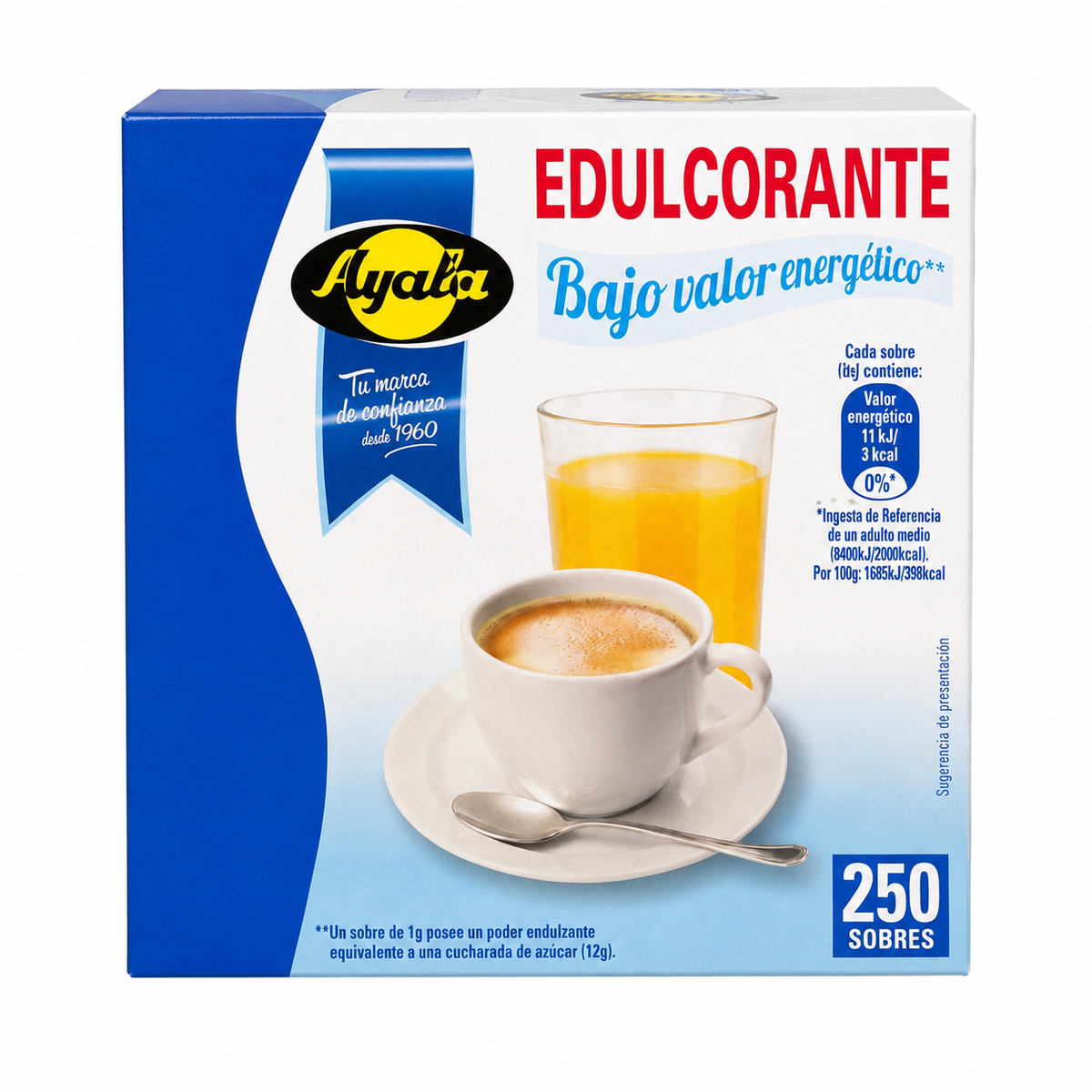 EDULCORANTE AYALA 250 SOBRES 1 GRS.