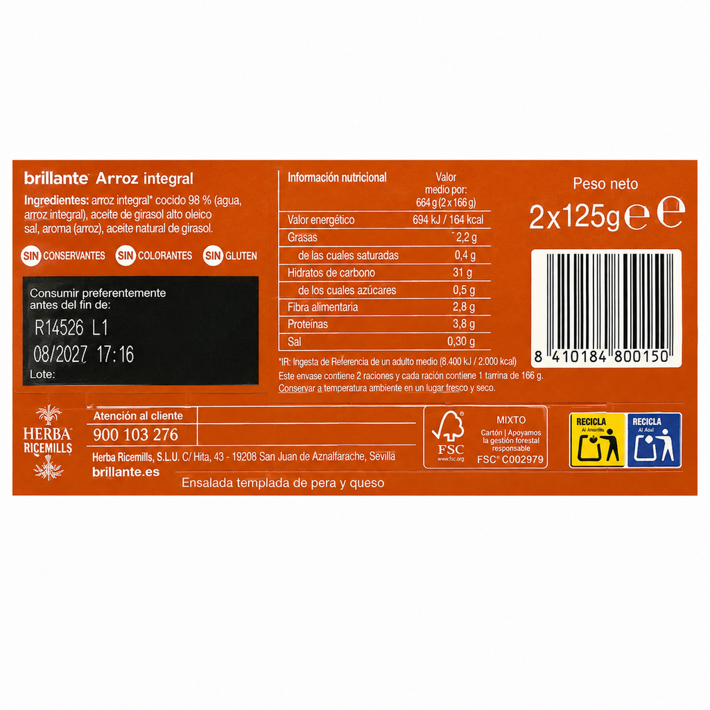 BRILLANTE ARROZ INTEGRAL PACK 2