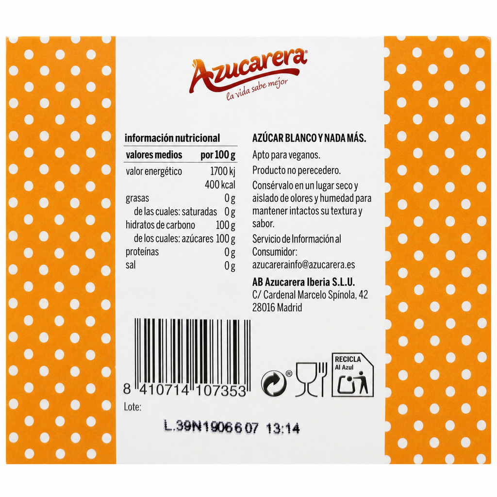 AZUCARERA AZUCAR BLANCA 50 AZUCARITOS 6GR