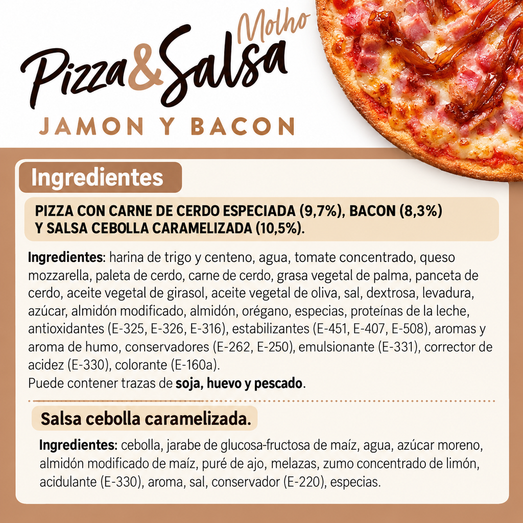 CAMPOFRIO PIZZA JAMON&BACON CEB. CARAMELIZADA 360GR