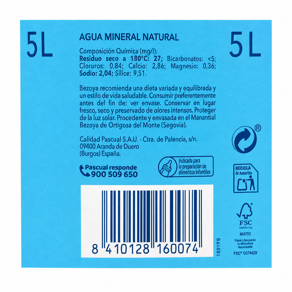 Bezoya Agua Mineral 5 L
