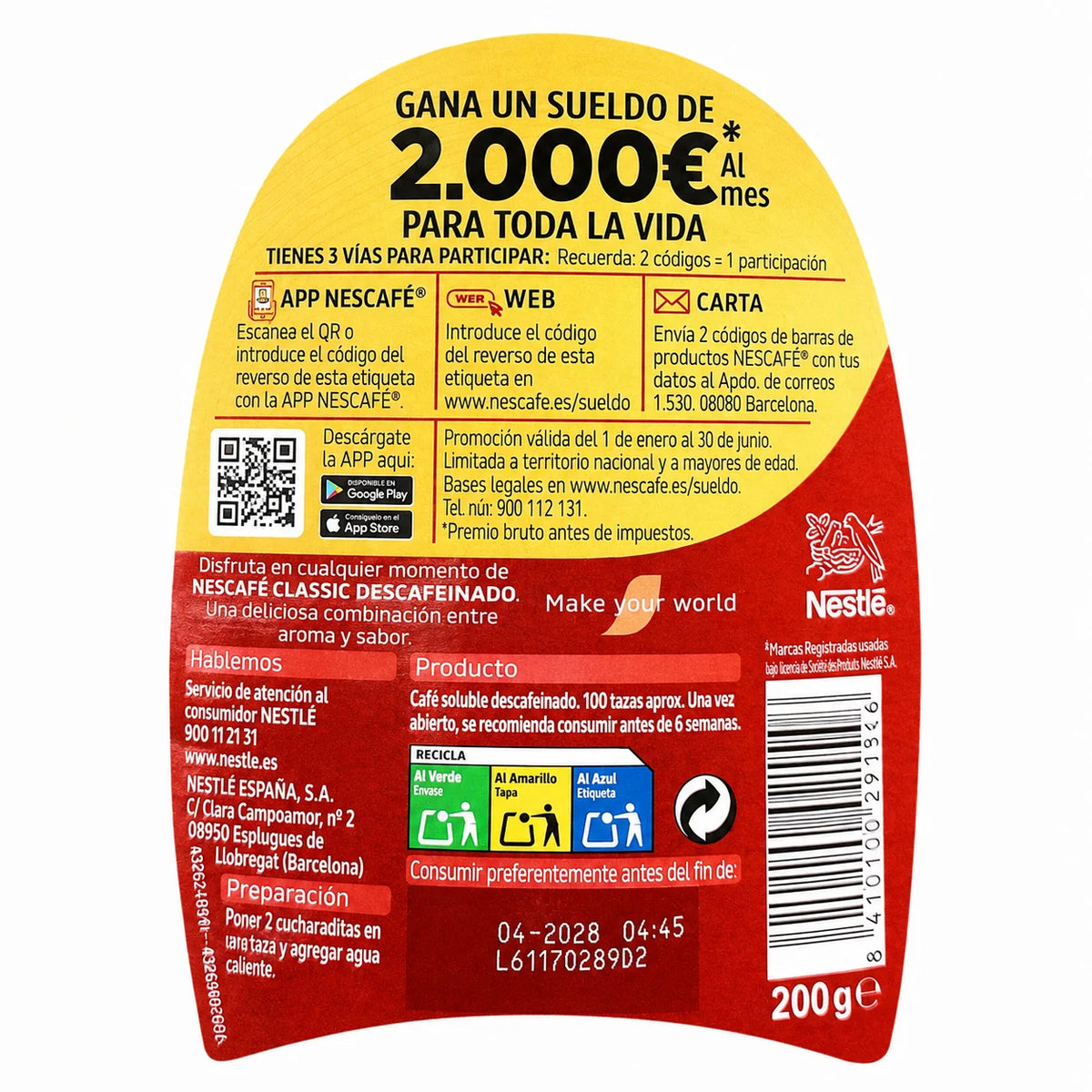 NESCAFE DESCAFEINADO BOTE PACK-2X200GR