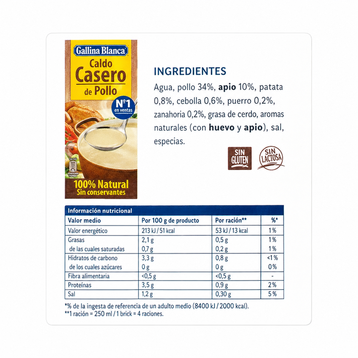 GALLINA BLANCA CALDO CASERO POLLO BRIK 1 LT