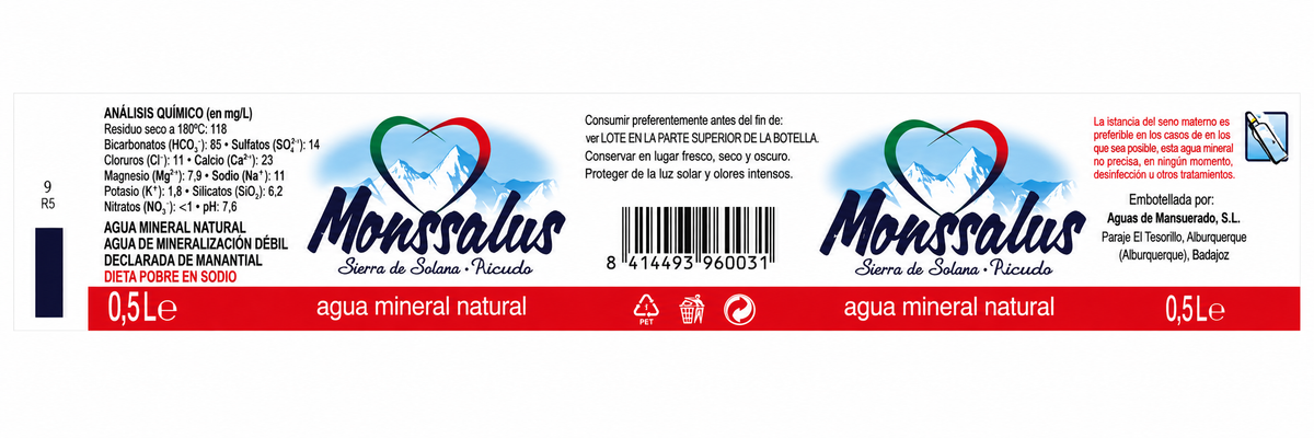 Monssalus Agua Botella 0.50 ml
