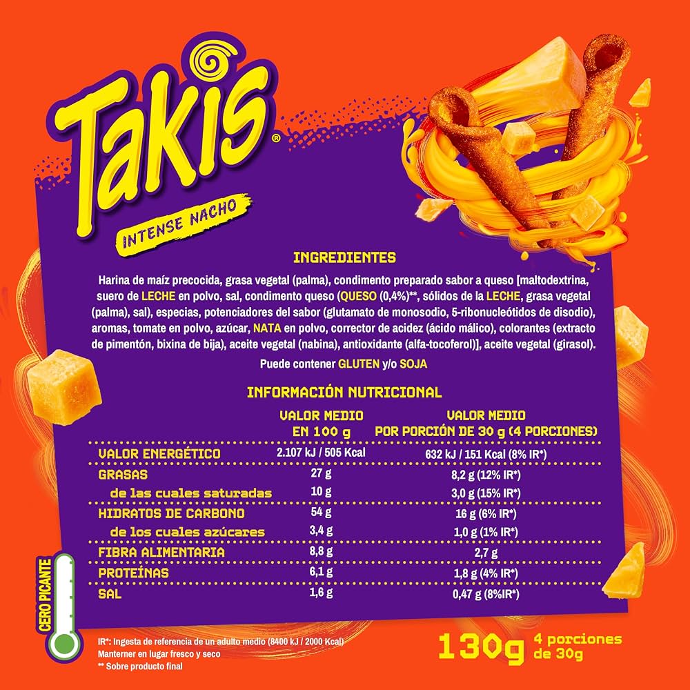 BIMBO TAKIS PATATAS INTENSE NACHO 130GR