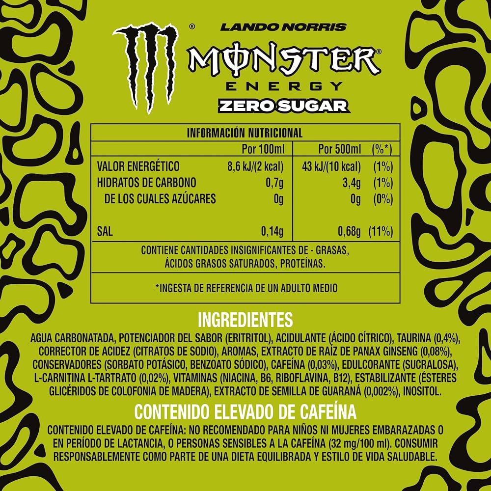 MONSTER LANDO NORRIS ZERO LATA 50CL