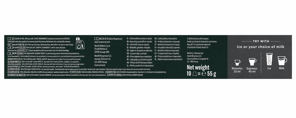 STARBUCKS ESPRESSO ROAST PACK 10 CAPSULAS 57GR