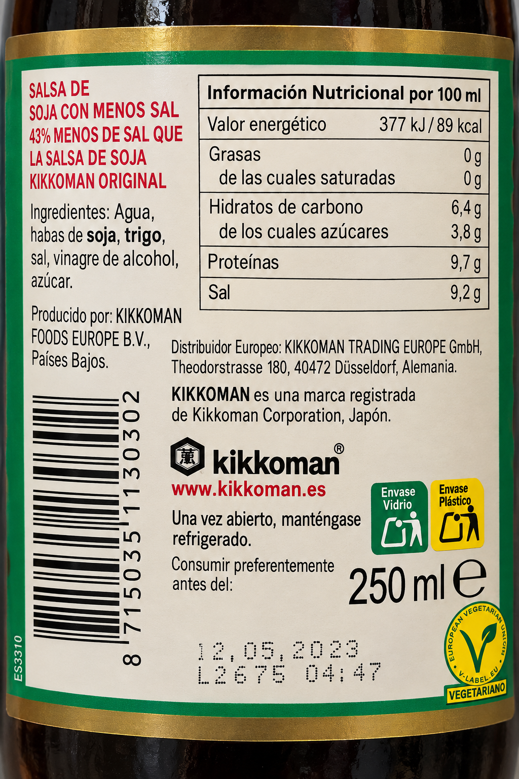 KIKKOMAN SALSA DE SOJA MENOS SAL 250ML