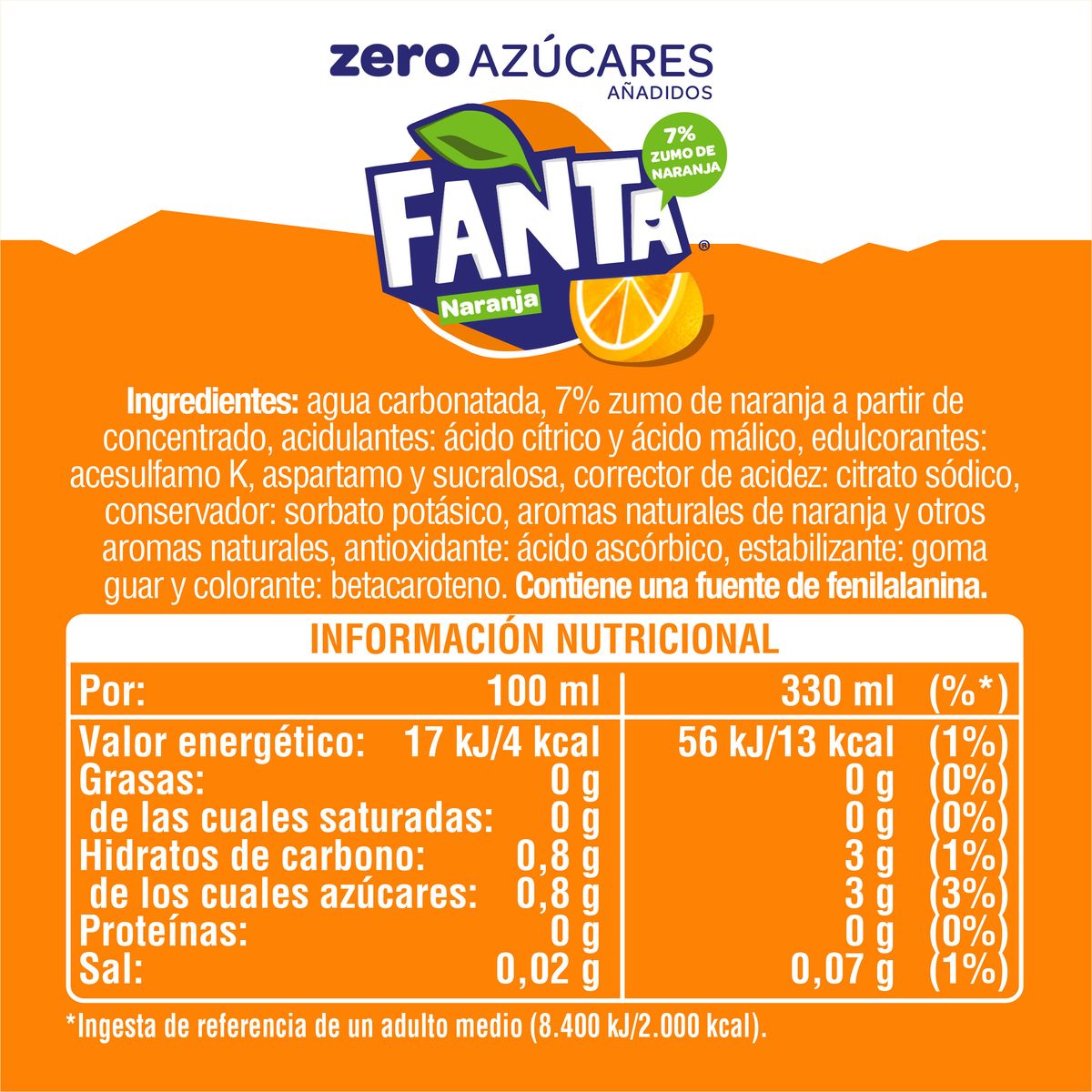 Fanta Naranja Zero Lata 33 cl